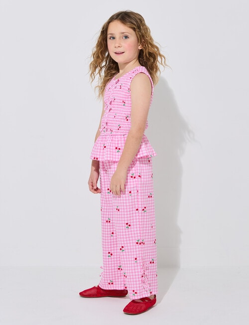Mac & Ellie Cherries Wide Leg Linen Blend Pant, Light Pink product photo