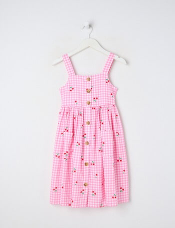 Mac & Ellie Cherries Button Front Dress, Light Pink product photo