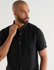 Gasoline Short Sleeve Linen Shirt, Black product photo