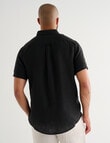 Gasoline Short Sleeve Linen Shirt, Black product photo View 02 S