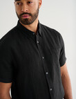 Gasoline Short Sleeve Linen Shirt, Black product photo View 04 S