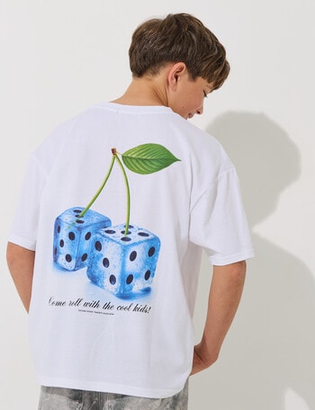No Issue Dice Cube Box Fit Tee Short Sleeve, White product photo