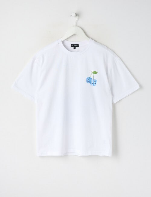 No Issue Dice Cube Box Fit Tee Short Sleeve, White product photo View 04 L