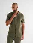Gasoline Short Sleeve Linen Shirt, Khaki product photo