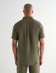 Gasoline Short Sleeve Linen Shirt, Khaki product photo View 02 S