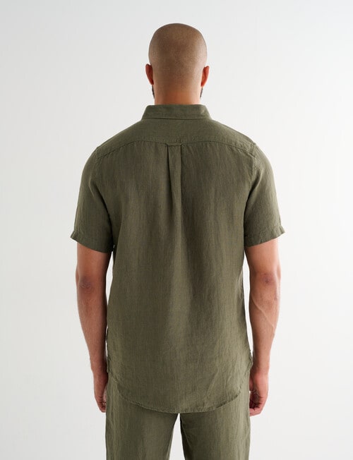 Gasoline Short Sleeve Linen Shirt, Khaki product photo View 02 L