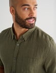 Gasoline Short Sleeve Linen Shirt, Khaki product photo View 04 S