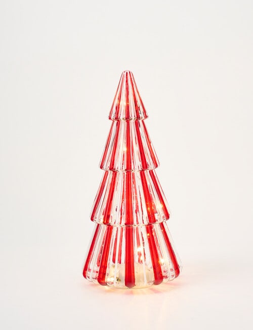 Christmas Shop LED Striped Glass Tree Decor, Small product photo