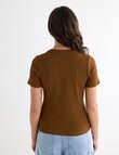 Mineral Hazel Rib Short Sleeve Tee, Burnt Caramel product photo View 02 S