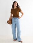 Mineral Hazel Rib Short Sleeve Tee, Burnt Caramel product photo View 03 S