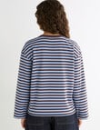Mineral Alba Stripe LS Tee, Choc Blue Stripe product photo View 02 S