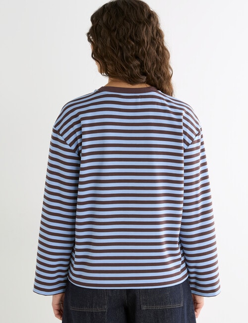 Mineral Alba Stripe LS Tee, Choc Blue Stripe product photo View 02 L