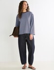 Mineral Alba Stripe LS Tee, Choc Blue Stripe product photo View 03 S