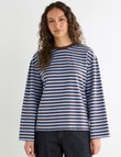 Mineral Alba Stripe LS Tee, Choc Blue Stripe product photo View 04 S