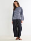 Mineral Alba Stripe LS Tee, Choc Blue Stripe product photo View 05 S