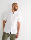 Gasoline Short Sleeve Linen Shirt, White product photo