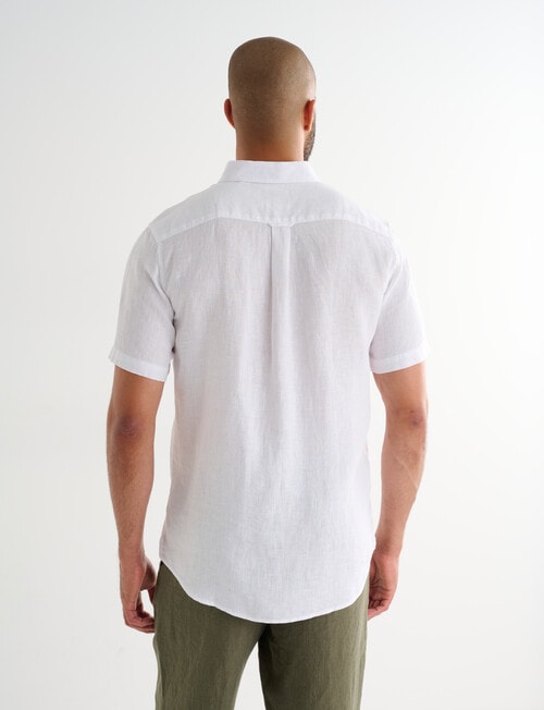 Gasoline Short Sleeve Linen Shirt, White product photo View 02 L