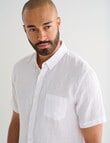 Gasoline Short Sleeve Linen Shirt, White product photo View 04 S