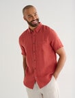 Gasoline Short Sleeve Linen Shirt, Rust product photo