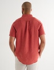 Gasoline Short Sleeve Linen Shirt, Rust product photo View 02 S