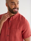 Gasoline Short Sleeve Linen Shirt, Rust product photo View 04 S