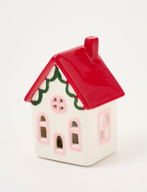Christmas Shop LED Ceramic Townhouse, Small, Red product photo View 02 L