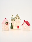 Christmas Shop LED Ceramic Townhouse, Small, Red product photo View 04 S