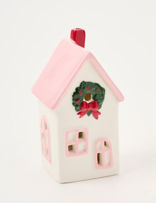Christmas Shop LED Ceramic Townhouse, Medium, Blush product photo View 02 L
