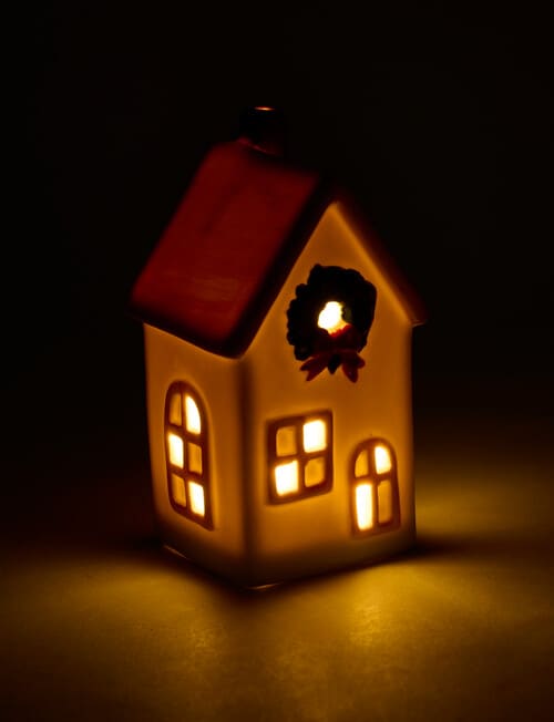 Christmas Shop LED Ceramic Townhouse, Medium, Blush product photo View 03 L
