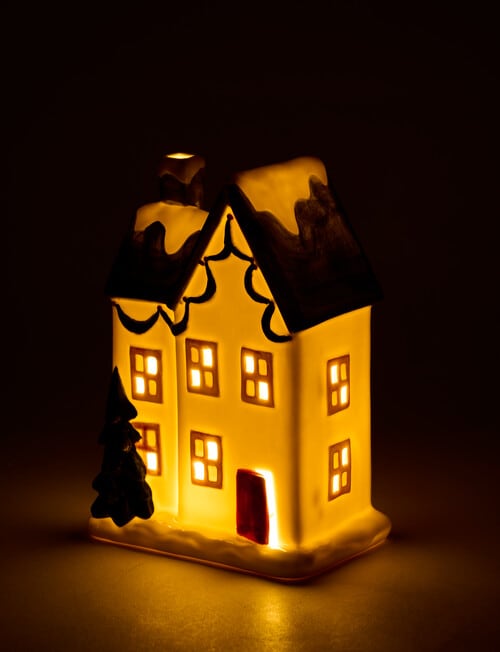 Christmas Shop LED Ceramic Townhouse, Large, Green product photo View 02 L