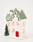 Christmas Shop LED Ceramic Townhouse, Large, Green product photo View 03 S