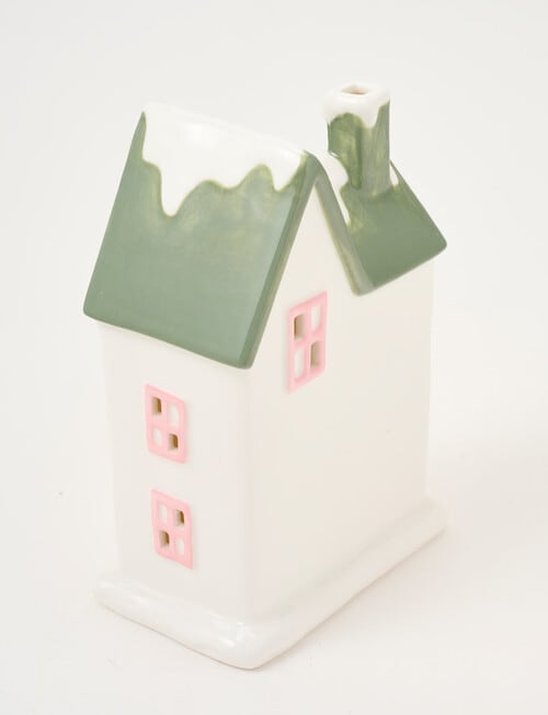 Christmas Shop LED Ceramic Townhouse, Large, Green product photo View 05 L
