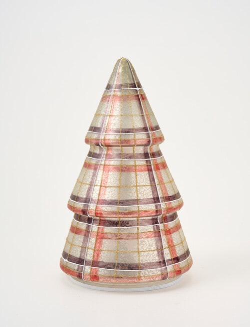 Christmas Shop LED Plaid Frosted Glass Tree D&eacute;cor product photo View 02 L