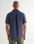 Gasoline Short Sleeve Linen Shirt, Navy product photo View 02 S