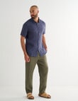 Gasoline Short Sleeve Linen Shirt, Navy product photo View 03 S