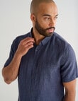 Gasoline Short Sleeve Linen Shirt, Navy product photo View 04 S