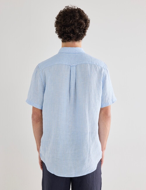 Gasoline Stripe Linen Shirt, Light Blue product photo View 02 L