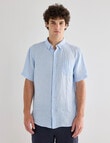 Gasoline Stripe Linen Shirt, Light Blue product photo View 04 S