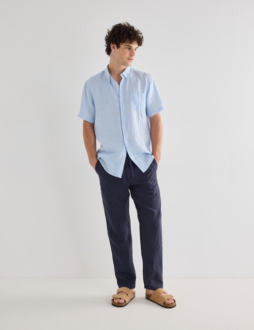 Gasoline Stripe Linen Shirt, Light Blue product photo View 07 L