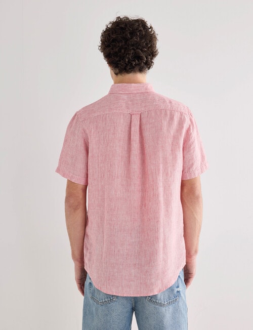 Gasoline Mini Stripe Linen Shirt, Pink Stripe product photo View 02 L