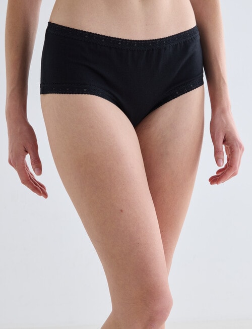 Honey Vegas Cotton Boyleg Brief with Lace, Black product photo