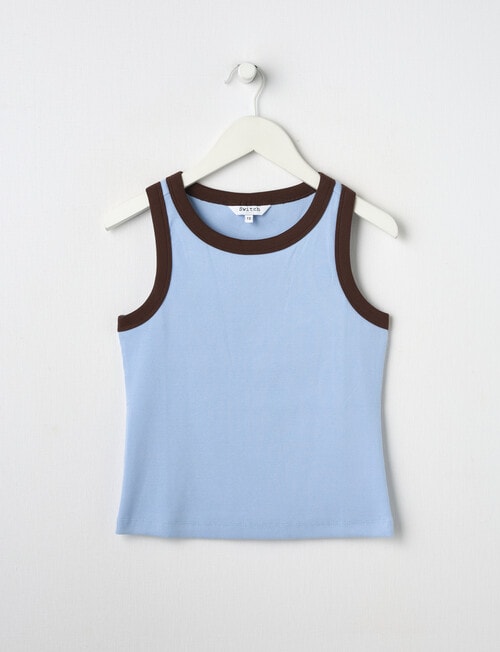 Switch Emma Rib Singlet, Cornflower & Chocolate product photo View 03 L