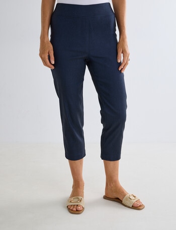 Ella J Bengaline Classic Crop Pant, Washed Navy product photo