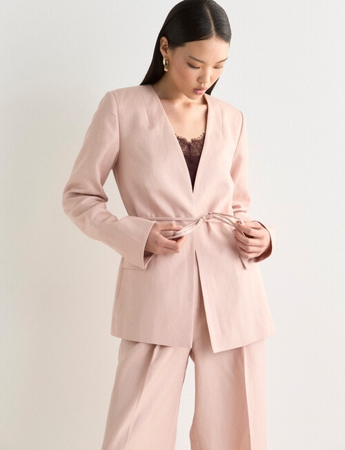 State of play Arcadia Collarless Lyocell Blend Blazer, Rose Quartz product photo View 06 L