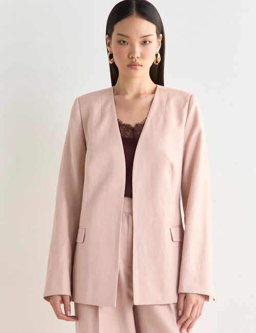 State of play Arcadia Collarless Lyocell Blend Blazer, Rose Quartz product photo View 09 L