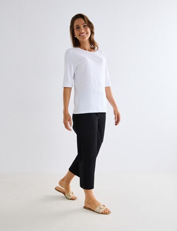 Ella J Bengaline Wide Leg Crop Pant, Black product photo