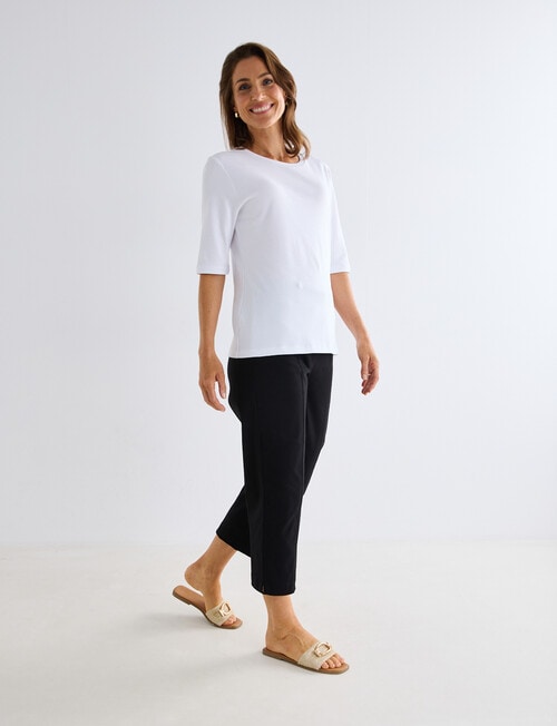 Ella J Bengaline Wide Leg Crop Pant, Black product photo