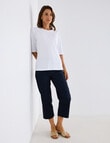 Ella J Bengaline Wide Leg Crop Pant, Washed Navy product photo