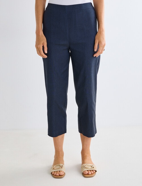 Ella J Bengaline Wide Leg Crop Pant, Washed Navy product photo View 03 L