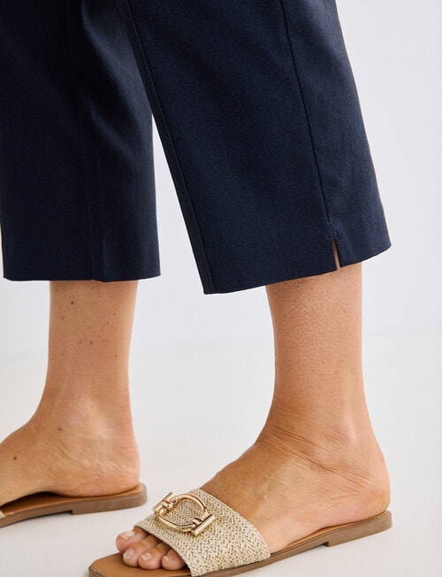 Ella J Bengaline Wide Leg Crop Pant, Washed Navy product photo View 04 L